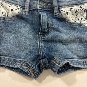 Denim Guess Lace-Trim Kids Shorts - Blue